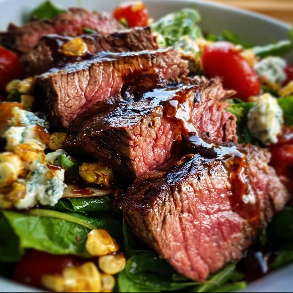 Grilled Balsamic Steak Salad with Mixed Greens and Roasted Vegetables - tertiary view